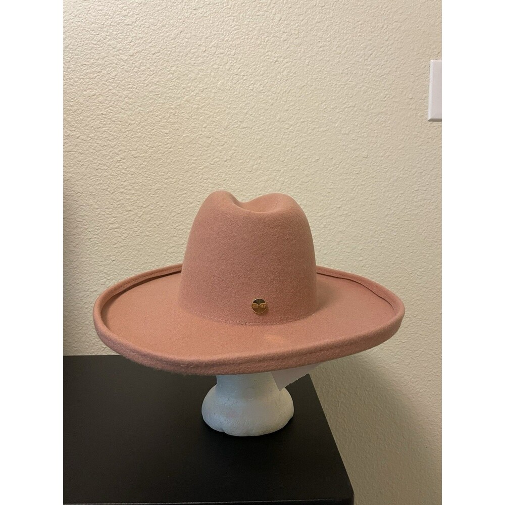 Gigi Pip Cara Loren Pencil Wide Brim Hat Tan 100% Australian Wool Size 57 - Picture 5 of 8